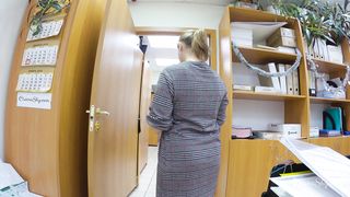 Bodystocking Flashing in the Office - Teaser