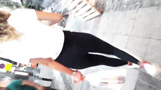 Teen walking sexy tight ass in tights