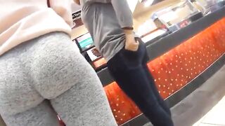 Candid round bubble booty teen in grey pants