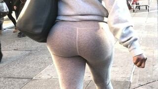 Sexy bubble ass in thin grey leggings