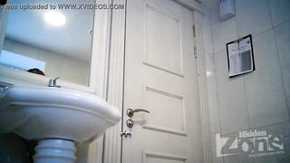 Spying on a girl with a big ass in the toilet.