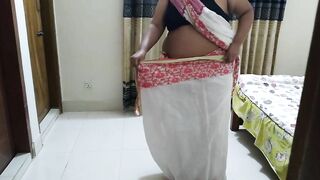 Desi 55-Year-Old (Maa) Was Wearing Saree At Room When Her (Beta) Came And Chudai Jabardasti - Hindi Sex