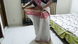 Desi 55-Year-Old (Maa) Was Wearing Saree At Room When Her (Beta) Came And Chudai Jabardasti - Hindi Sex