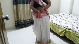 Desi 55-Year-Old (Maa) Was Wearing Saree At Room When Her (Beta) Came And Chudai Jabardasti - Hindi Sex