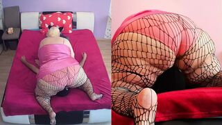 Spider net pantyhose facesitting by a SSBBW