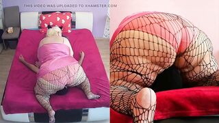 Spider net pantyhose facesitting by a SSBBW