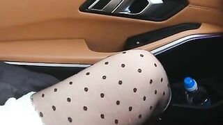 Step mom hand slip under step son underwear making him cum on steering wheel in the car