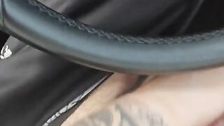 Step mom hand slip under step son underwear making him cum on steering wheel in the car