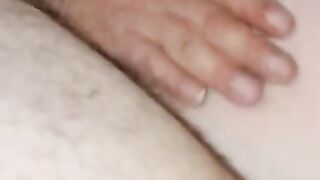 Hubby's friend fucks me from behind until he cums inside me and over my huge tits