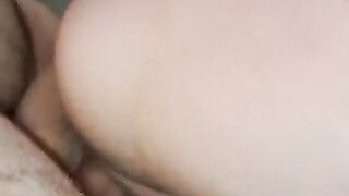 Hubby's friend fucks me from behind until he cums inside me and over my huge tits