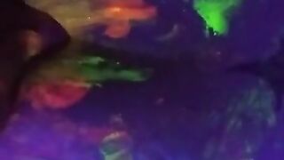 Dirty Slut Gets Some Glowing Cum In her Painted Pussy