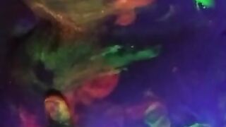 Dirty Slut Gets Some Glowing Cum In her Painted Pussy