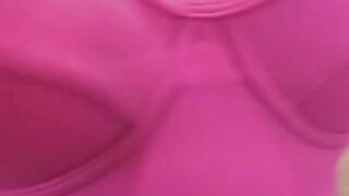 Tranny get shower im sexy pink swimsuit