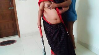 Indian hot aunty was sweeping the house when neighbor boy saw her & fucked - Desi Sex (Part-2)