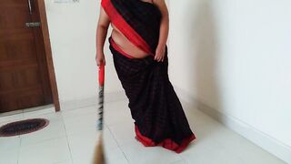 Indian hot aunty was sweeping the house when neighbor boy saw her & fucked - Desi Sex (Part-2)