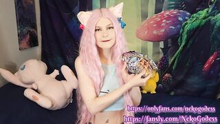 Cute girl opening pokemon cards and flashing her big tits - NekoGodess (full video on fansly)