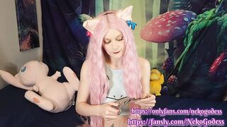 Cute girl opening pokemon cards and flashing her big tits - NekoGodess (full video on fansly)