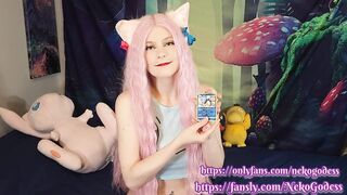 Cute girl opening pokemon cards and flashing her big tits - NekoGodess (full video on fansly)