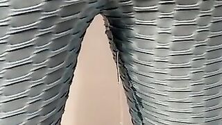 Slut in tik tok leggings can't hold her piss