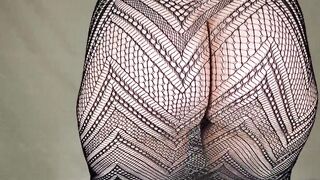 Curvy Girl Showing Small Boobs, Hairy Pussy and Big Ass in Her See Through Dress