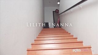 BOBSTGIRLS: Tranny jerks off her huge cock on the stairs