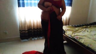 55y old hot tamil aunty wearing saree blouse indoors while going to market then neighbor gets seduces & fucks her & cum