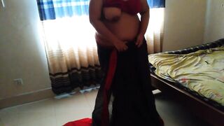 55y old hot tamil aunty wearing saree blouse indoors while going to market then neighbor gets seduces & fucks her & cum