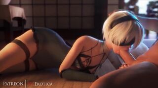 NieR:Automata 3D porn: 2B blowjob