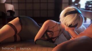 NieR:Automata 3D porn: 2B blowjob