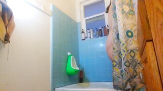 Laughing Slutty COCK TEASE shower Cellulite Booty Hairy Camgirl PAWG Bathtub Bathroom Bend Over