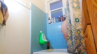 Laughing Slutty COCK TEASE shower Cellulite Booty Hairy Camgirl PAWG Bathtub Bathroom Bend Over