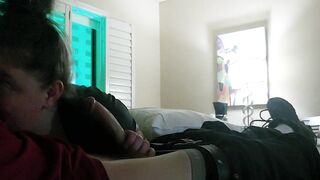 New girlfriend sucking my cock in hotel room