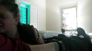 New girlfriend sucking my cock in hotel room