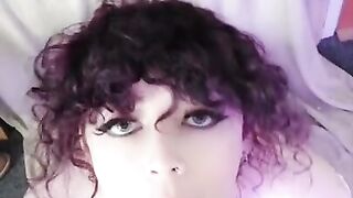 Goth femboy compilation, Nuni gives you a POV blowjob, rides a dildo, and does a dildo blowbang