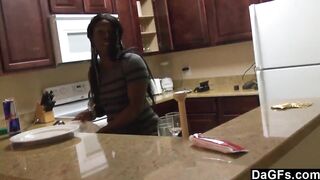 A kitchen fuck for this big assed ebony gal