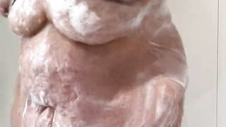 Big tit SSBBW masturbates to orgasm in soapy shower scene