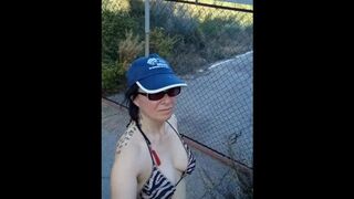 Danger!! Milf sneaking around Government Private Property bouncing tits!! part 5