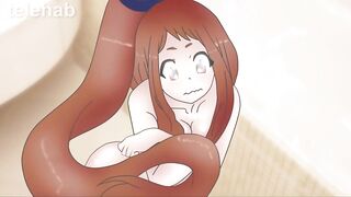 Ochako Uraraka With Ponytails washes in the bathroom, but Midoriya overhears ! Hentai 2d ( Cartoon )