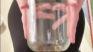 Sexy PAWG Pisses In Glass Jar