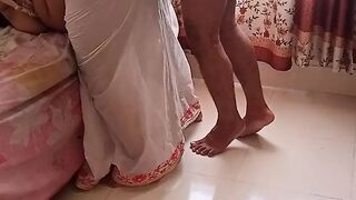 egyptian sexy Slut Granny wear saree when grandson gets hot see her big tits & big ass, then tied her hands & fucks her