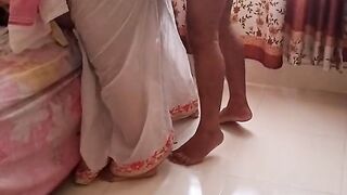 egyptian sexy Slut Granny wear saree when grandson gets hot see her big tits & big ass, then tied her hands & fucks her