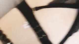 Sexy lingerie with big ass gets fucked through black panties POV