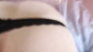 Sexy lingerie with big ass gets fucked through black panties POV