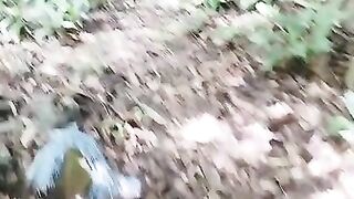 Masturbate using banana in the forest