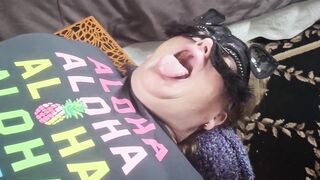 Black cock jerking off & cum in mouth, big ass milf swallowing cum