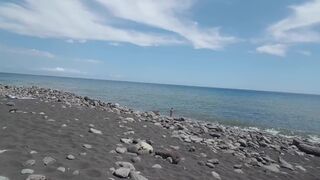 2nd part: Alone at the beach with transparent slip. Two strangers next to me