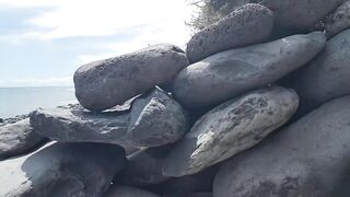 2nd part: Alone at the beach with transparent slip. Two strangers next to me