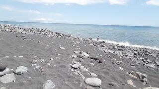 2nd part: Alone at the beach with transparent slip. Two strangers next to me