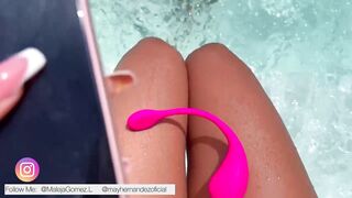 My lesbian friend play with me in the jacuzzi