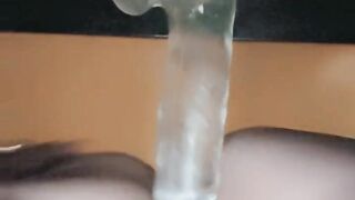 Sexy milf bouncing on a dildo with facial pov